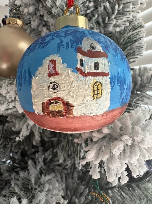 Ysleta Mission 3D Oil on Ceramic Christmas Ornament
