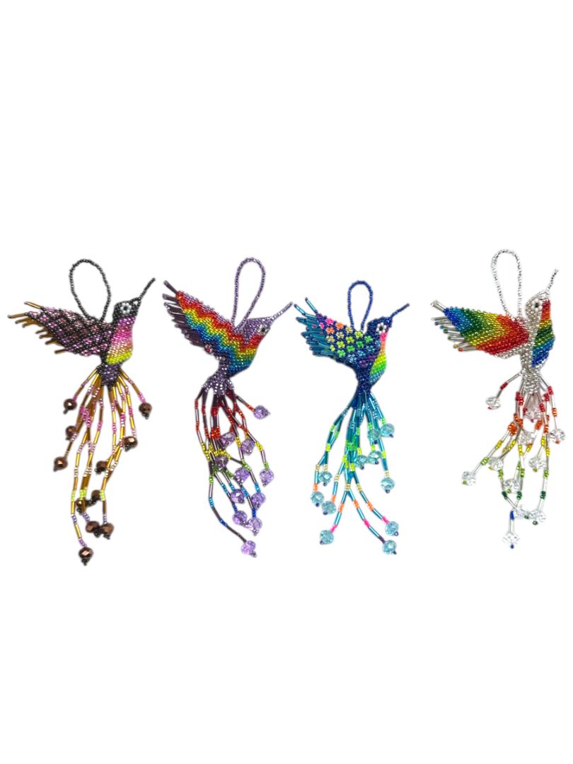 Handcrafted Beaded Hummingbirds Ornament - Mexican Charm for Bag, Keychain & Decor