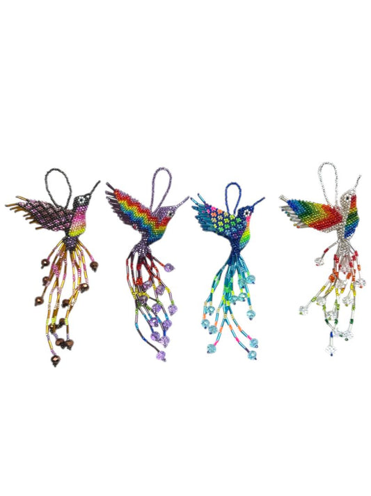 Handcrafted Beaded Hummingbirds Ornament - Mexican Charm for Bag, Keychain & Decor