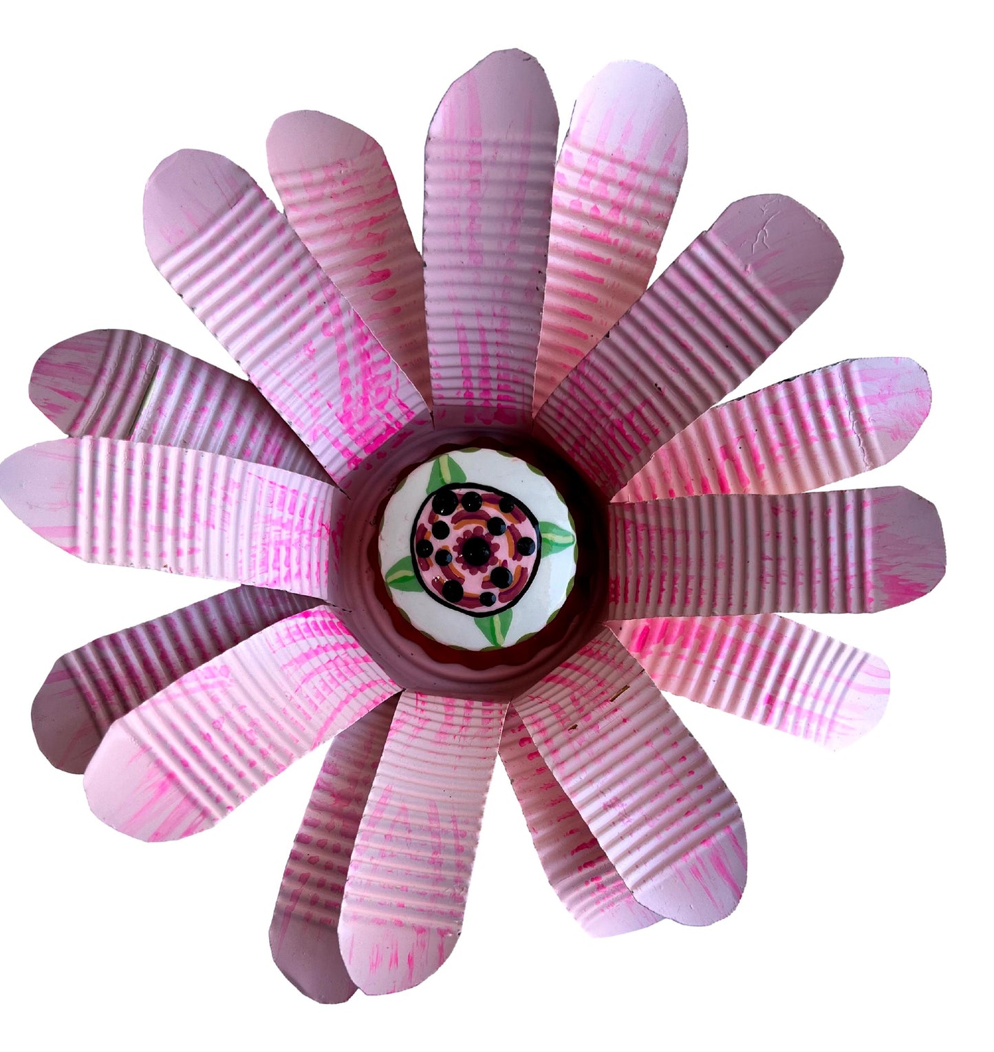 Recycled Wall Art – Flower Bud with Drawer Pull Handle, 8"x8" - Ysleta Mission Gift Shop