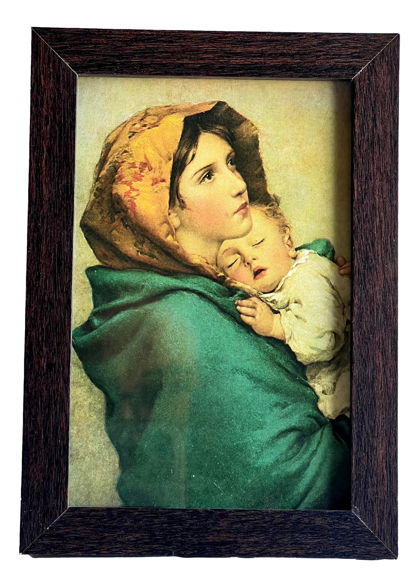 Wood Frame Wall Hanging – Mother of the Street, 5"x7" Religious Art - Ysleta Mission Gift Shop