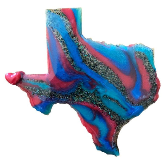 Souvenir Magnet Texas Shaped Resin Gems Heart Over El Paso Texas Wood Backing 4x4