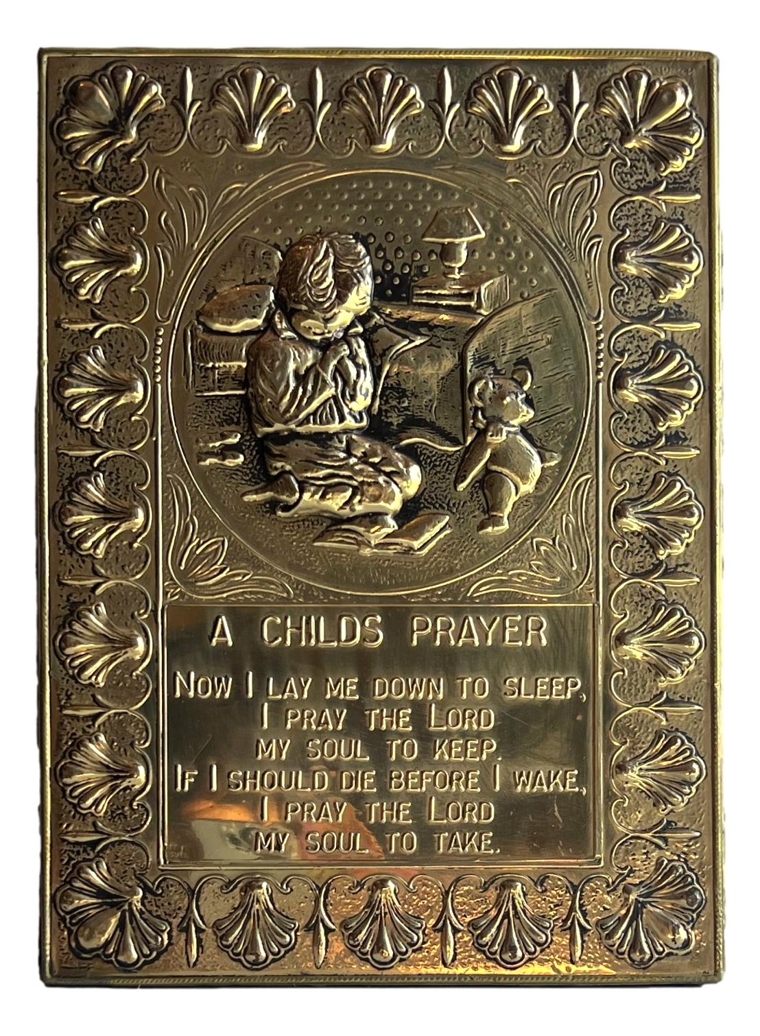 Wall Hanging Pressed Brass Child's Prayer 11 X 8 - Ysleta Mission Gift Shop