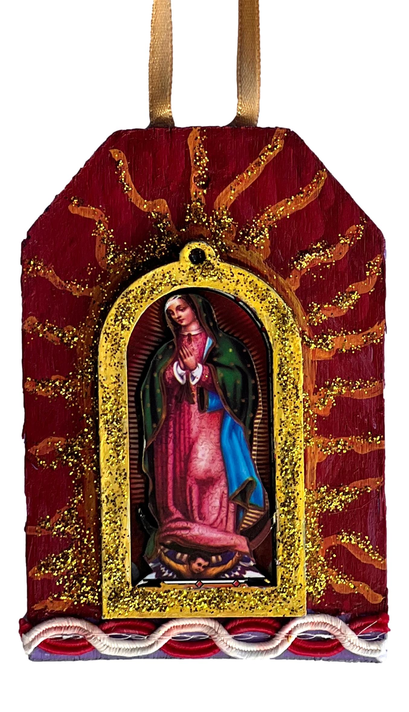 Ornament Virgen Guadalupe Wood With Glitter Handcrafted