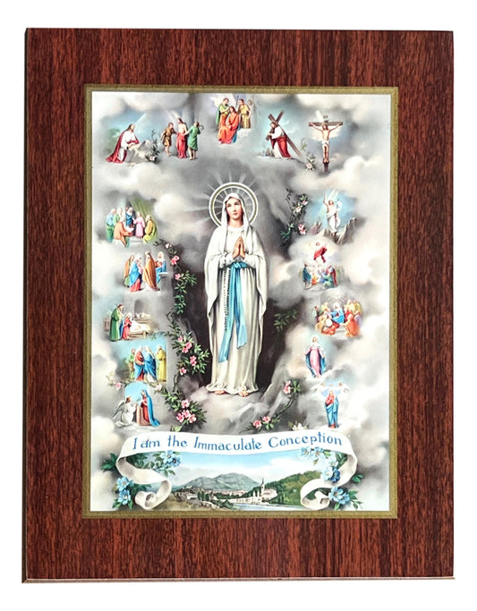 I Am the Immaculate Conception Wood Plaque – Handcrafted 9" x 7"