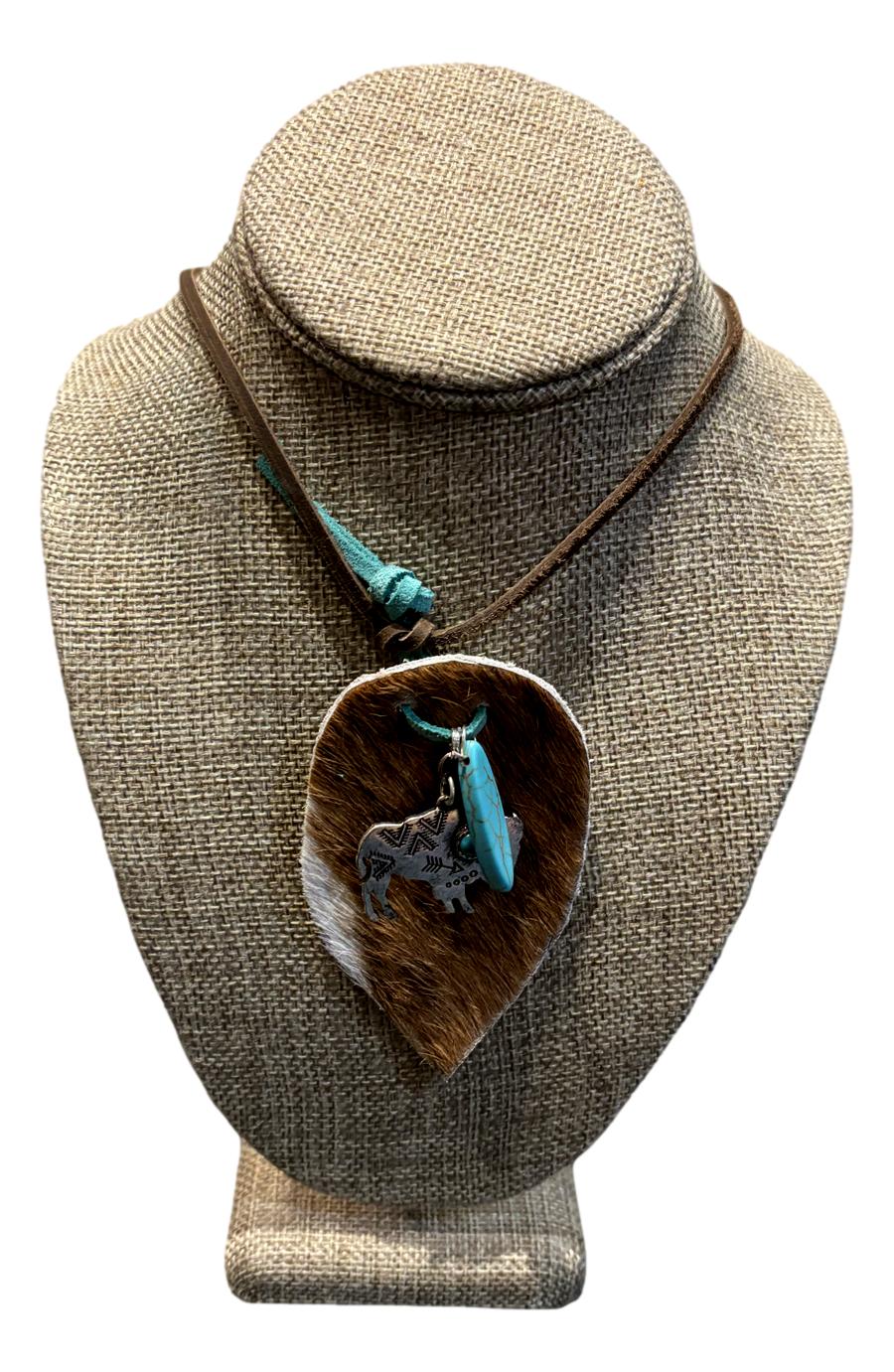 Cowhide Necklace - Handcrafted Western Style Jewelry - Ysleta Mission Gift Shop