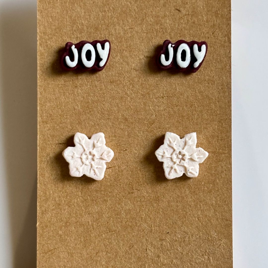 Polymer Clay Holiday Stud Pack Earrings, stainless steel stud posts - Ysleta Mission Gift Shop