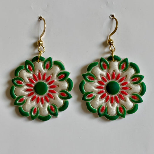 Fiesta Polymer Clay Dangle Earrings – 1"x1" with Stainless Steel Hooks