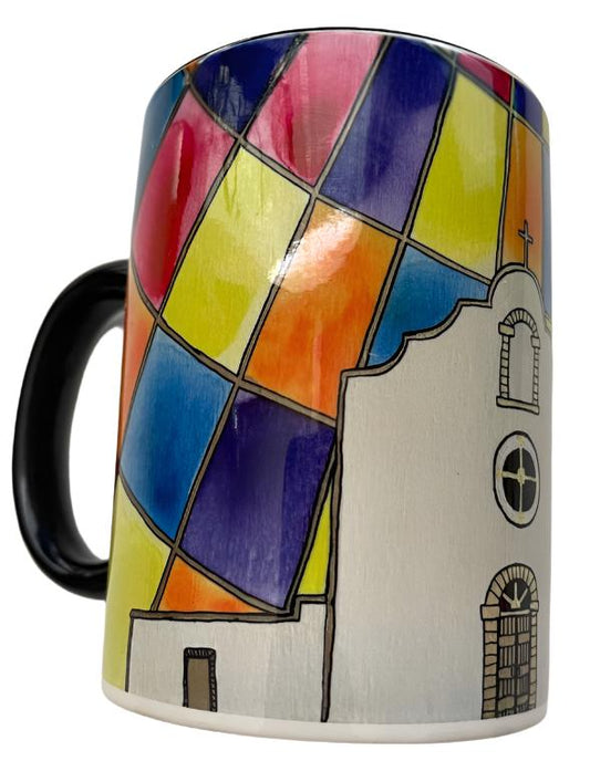 Ysleta Mission Ceramic Mug – 15oz El Paso Stained Glass-Inspired Design - Ysleta Mission Gift Shop