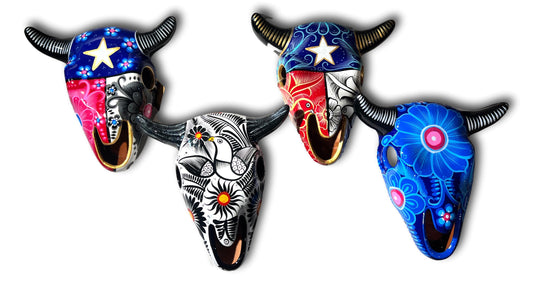 Large Talavera Ceramic Cow Skulls – Made in Mexico