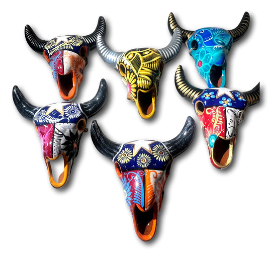 Small Talavera Ceramic Cow Skulls – Made in Mexico