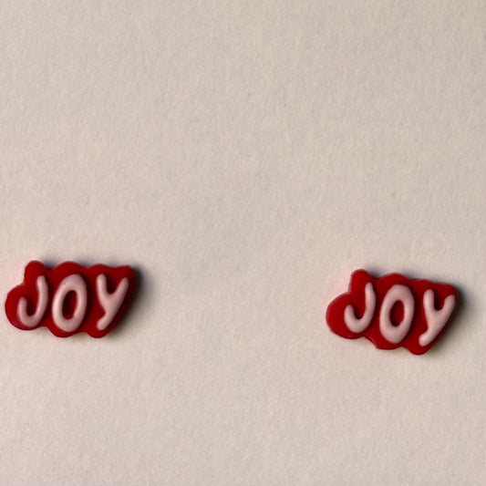 Handcrafted Polymer Clay JOY Stainless Steel Stud Earrings – 0.5 in