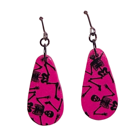 Jewelry- Earrings Handmade Pink Skeleton Bone Dangle Earrings - Ysleta Mission Gift Shop