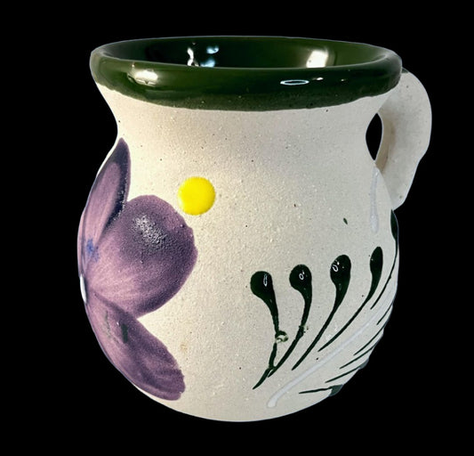 Coffee Mug Talavera Green With Purple Flower