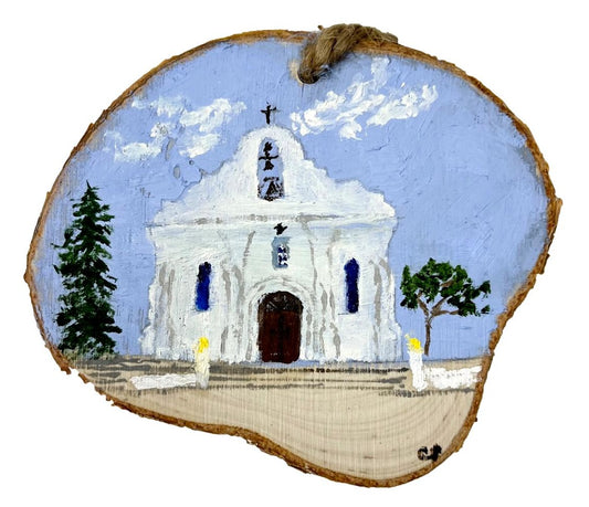Original Art San Elizario Wood Cookie Ornament 3.5 inch