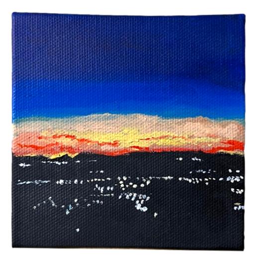 Original Art Sunset over West El Paso Oil Painting 4x4