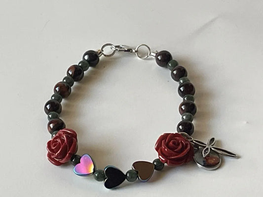 Amber & Rose Religious Bracelet with Heart Medal – 7"