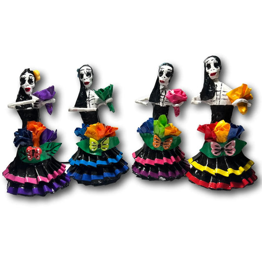 Handcrafted Paper Mâché Mini Catrina Figurine – 3.5 x 2" - Ysleta Mission Gift Shop