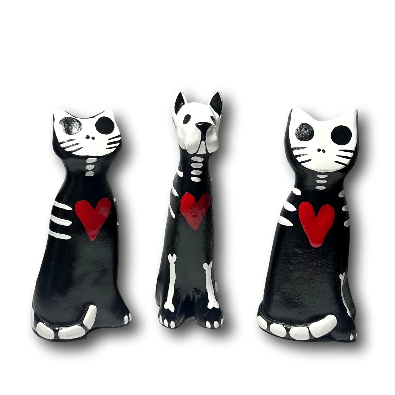 Handcrafted Clay Day of the Dead Pet Figurines – 4 x 1.5" - Ysleta Mission Gift Shop