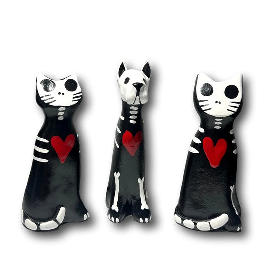 Handcrafted Clay Day of the Dead Pet Figurines – 4 x 1.5" - Ysleta Mission Gift Shop