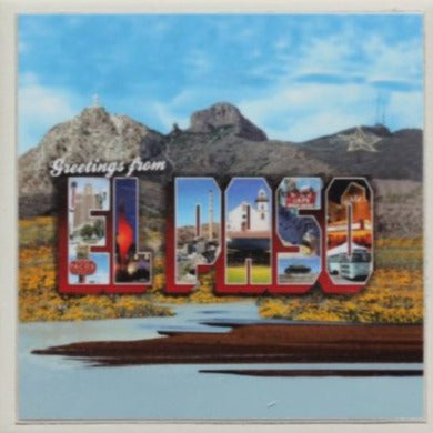 Coaster Greetings From El Paso Postcard Ceramic Cork Backing 4X4