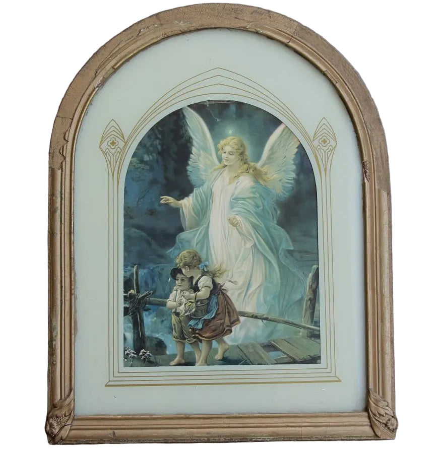 Vintage frame Guardian Angel magnet by Miguel Martinez, 2.5 x 3.5 inches, featuring a detailed angel design for souvenirs.