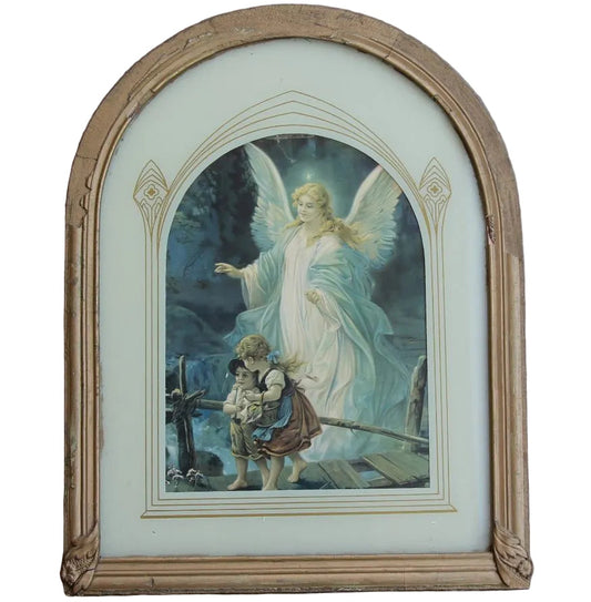 Vintage frame Guardian Angel magnet by Miguel Martinez, 2.5 x 3.5 inches, featuring a detailed angel design for souvenirs.