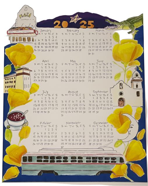 2025 El Paso Calendar HandDrawn Illustrations Featuring Iconic El P