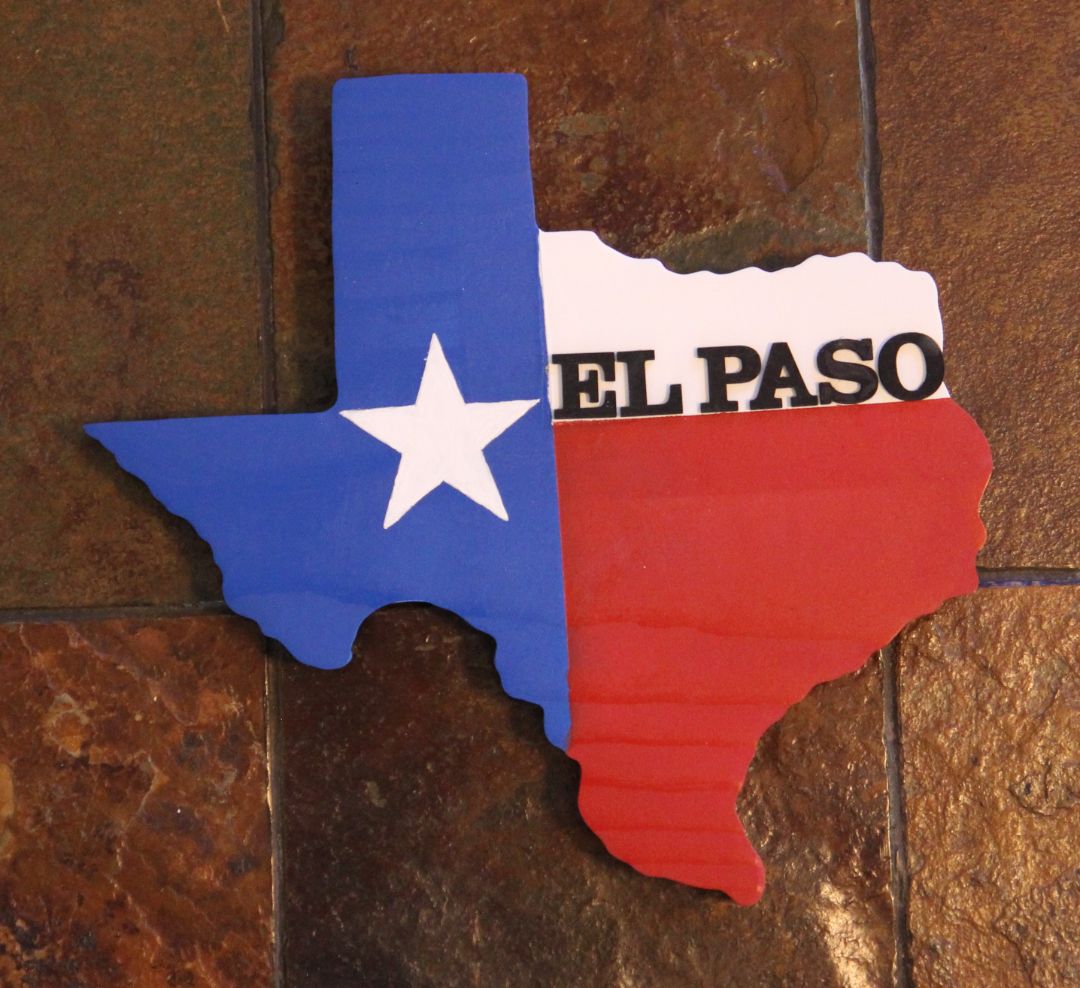 Texas State-Shaped Wooden Flag - El Paso Theme Decor, Handcrafted Wall Art