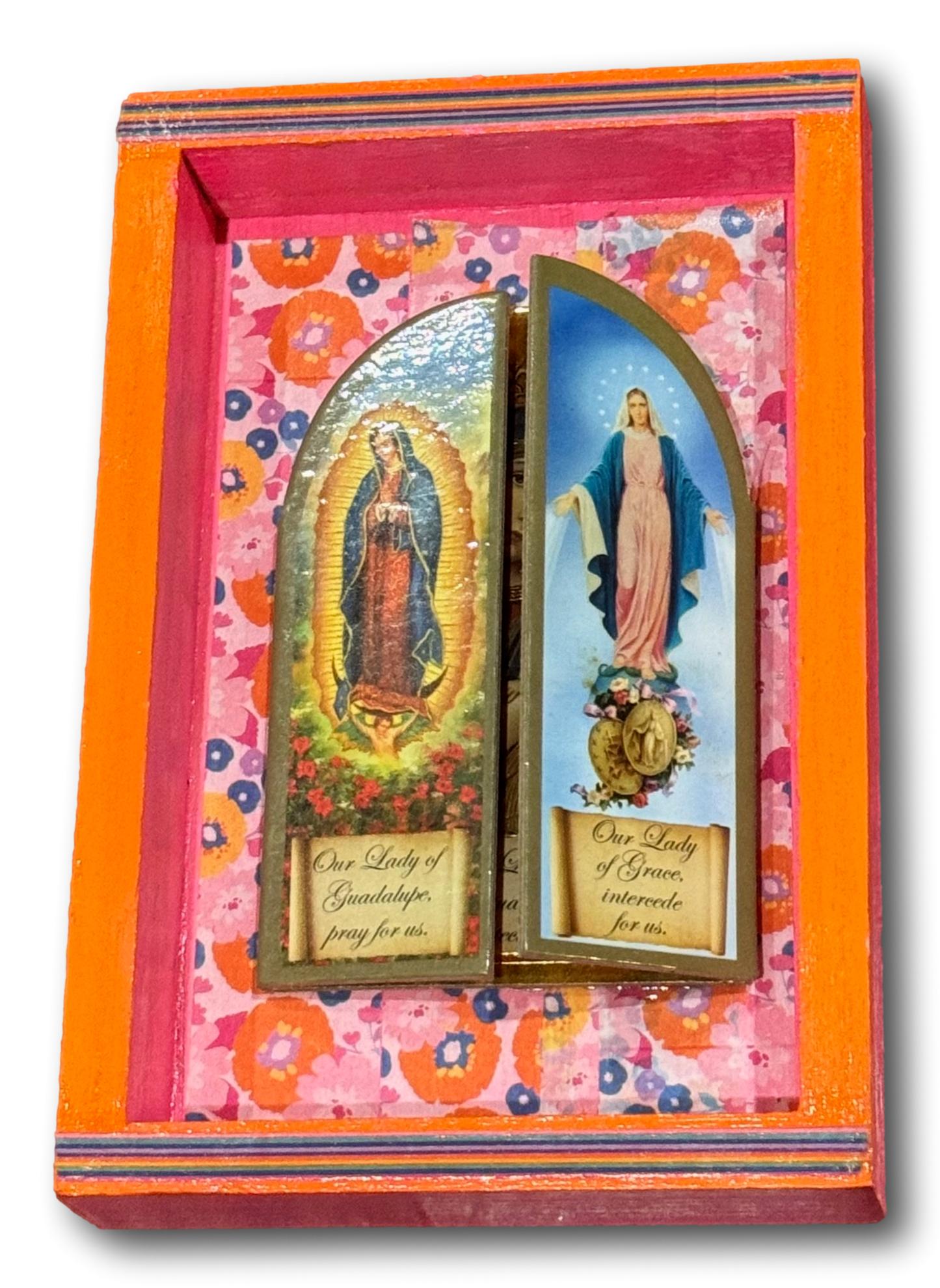 Handmade Nichos with Vintage Saints Prayer Cards – Upcycled Mexican Art