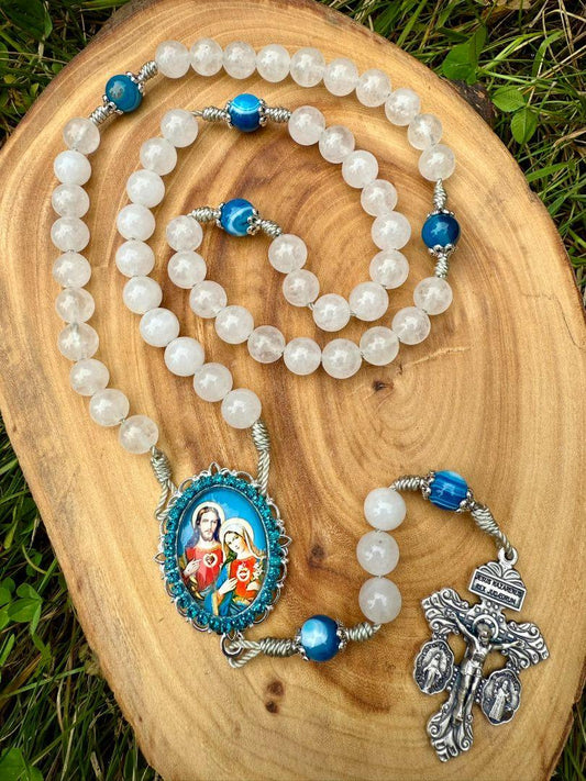Sacred Hearts Catholic Rosary – Ornate Centerpiece & Pardon Crucifix Prayer Beads - Ysleta Mission Gift Shop
