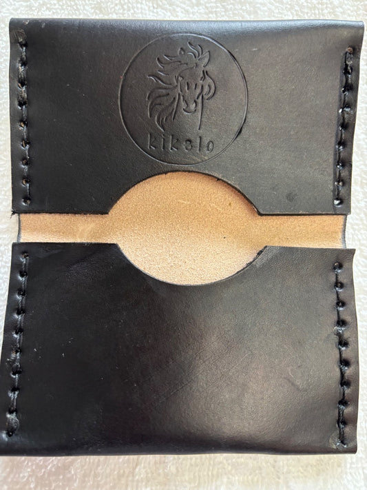 Leather Card or ID Holder with Buffalo Concho – Slim Western Wallet B
