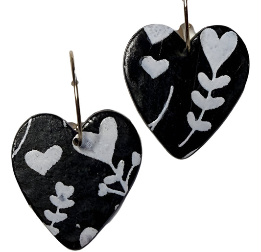 One-of-a-Kind Polymer Clay Heart Earrings – Handmade & Stylish