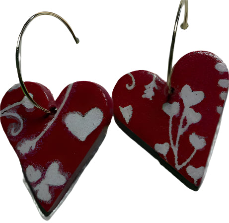 Handmade Polymer Clay Heart Earrings – Hypoallergenic & Unique