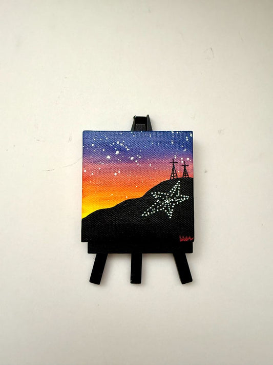 Art Original Art of El Paso Texas Mountain Star Mini Paintings on Easel