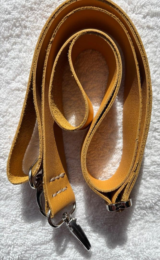 Yellow Leather Messenger Bag with Silver Snaps – 11×10