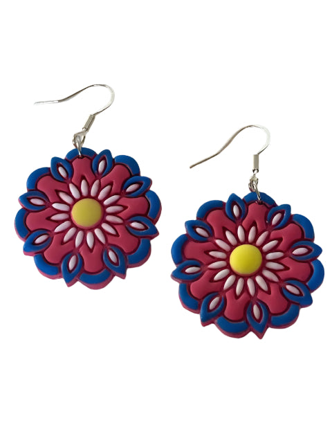 Fiesta Polymer Clay Dangle Earrings – 1"x1" with Stainless Steel Hooks