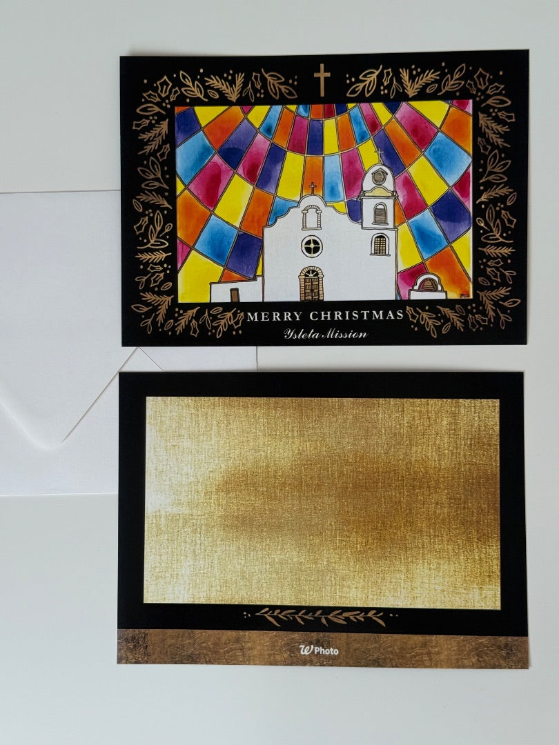 Christmas Cards Ysleta Mission Stained Glass Style Sunset - Ysleta Mission Gift Shop