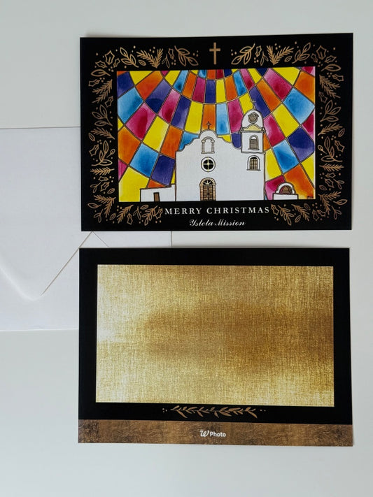 Christmas Cards Ysleta Mission Stained Glass Style Sunset - Ysleta Mission Gift Shop