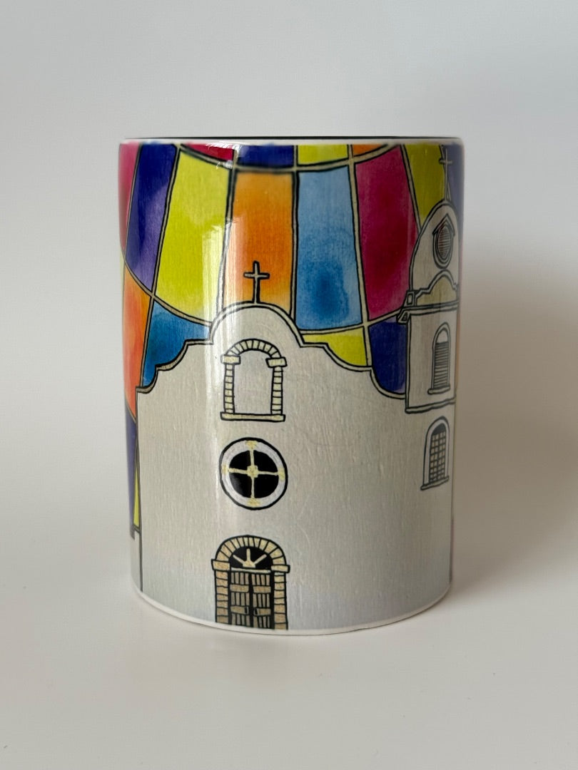 Ysleta Mission Ceramic Mug – 15oz El Paso Stained Glass-Inspired Design - Ysleta Mission Gift Shop