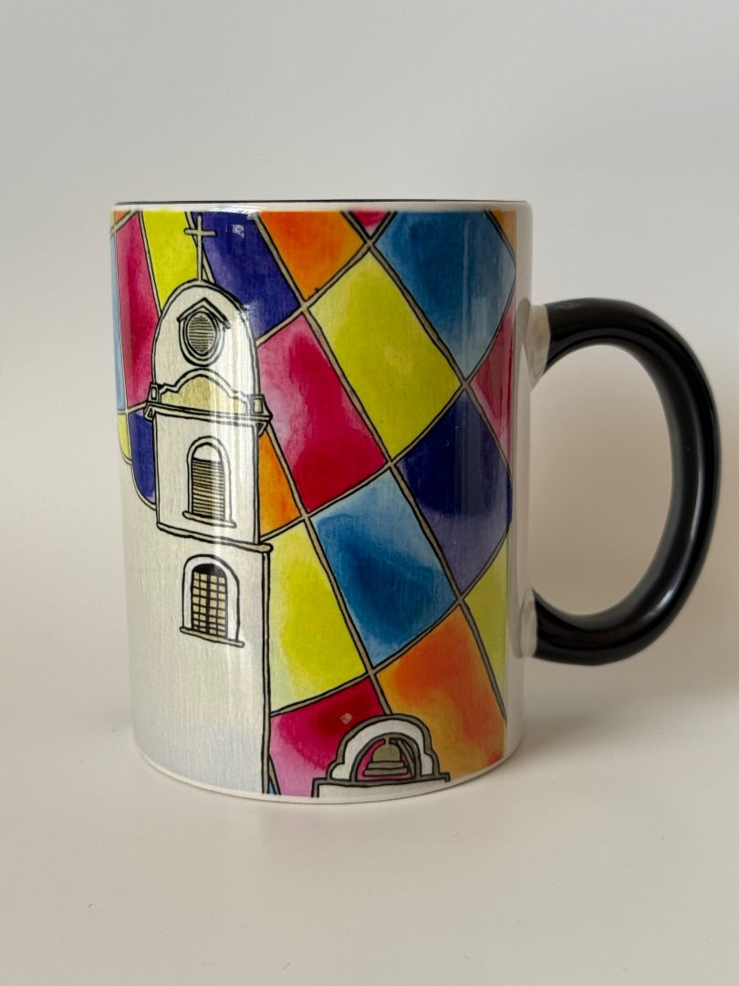 Ysleta Mission Ceramic Mug – 15oz El Paso Stained Glass-Inspired Design - Ysleta Mission Gift Shop
