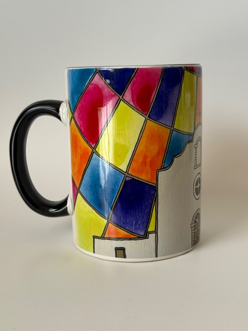 Ysleta Mission Ceramic Mug – 15oz El Paso Stained Glass-Inspired Design - Ysleta Mission Gift Shop