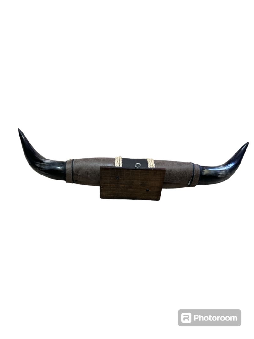 Medium Mounted Horns from Mexico – 24.5" Real Polished Horns with Rustic Rope and Faux Fur, Perfect for Western Décor