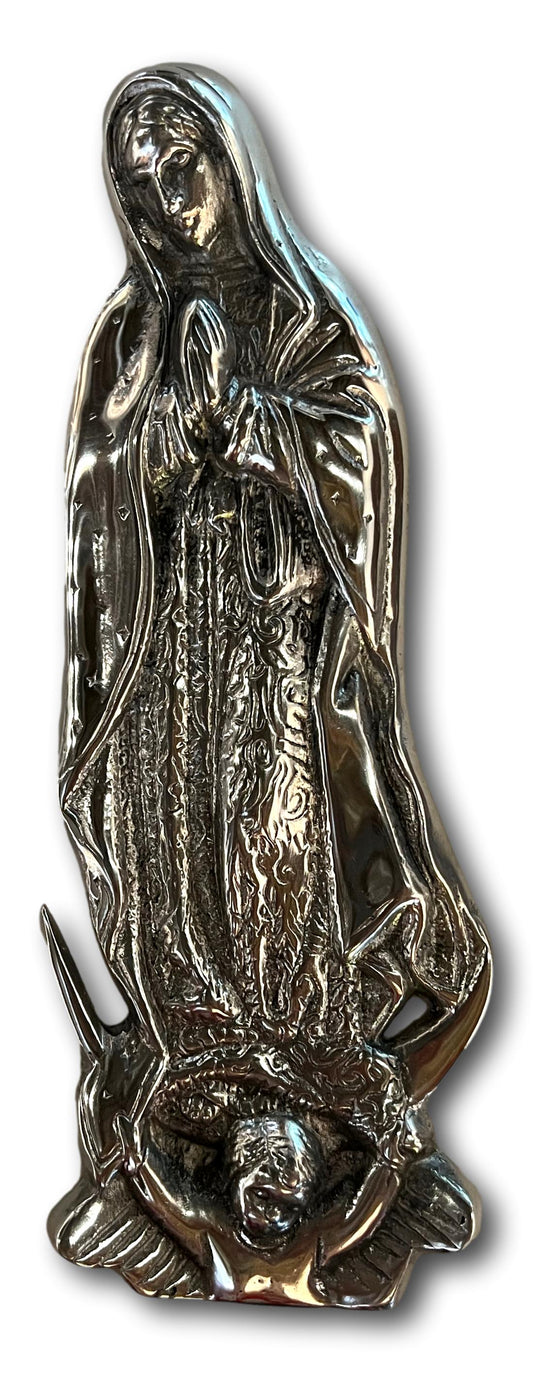 Virgin of Guadalupe Pewter Figurine – Spiritual Home Decor, 12" x 4"
