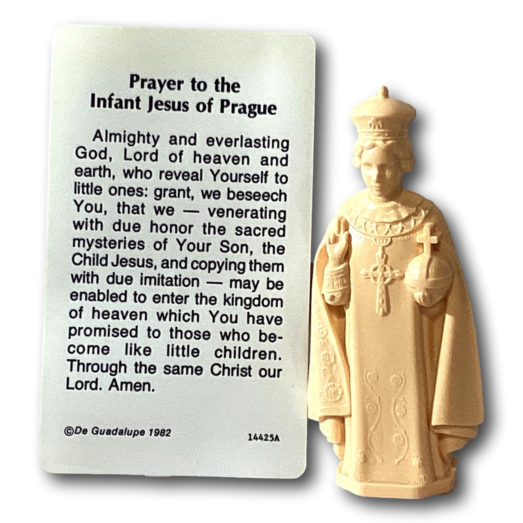 Infant of Prague 3.5” Figurine with Prayer Card – Ysleta Mission Gift Shop