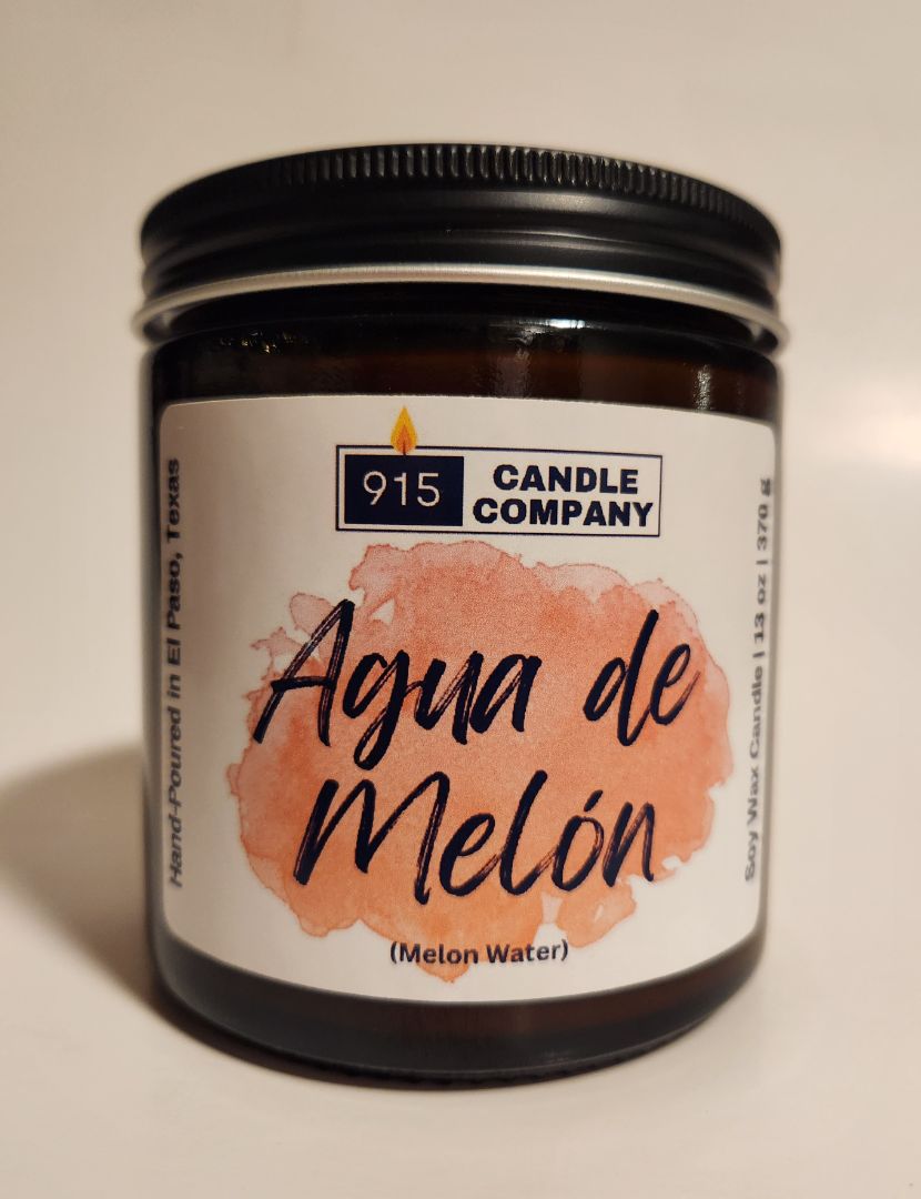 Agua de Melon Scented Soy Candle - Hand-Poured, Small Batch, Glass Container