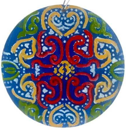 Painted Lace Round Ornament – Delicate Lace Patterns on Hand-Painted Ornament