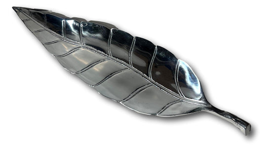 Leaf-Shaped Pewter Tray – Nature-Inspired Accent Dish