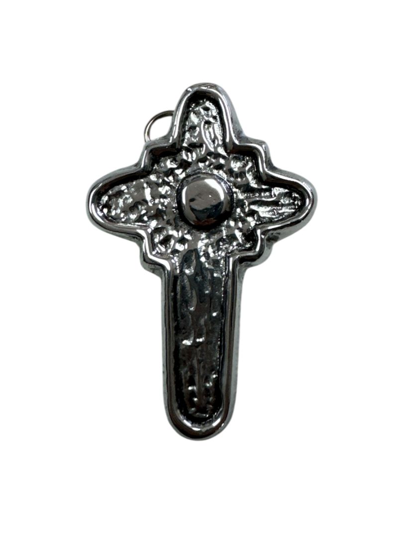 Small Handcrafted Pewter Cross – 3.5 Silver-Finished Religious Accent, Made in Mexico - Ysleta Mission Gift Shop