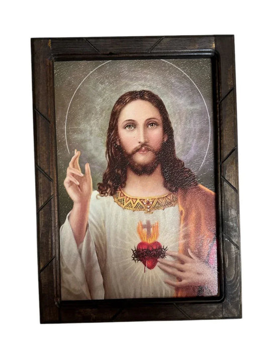 Religious Prints with Wood Frame Various – Classic Christian Wall Art 13 x 17.5 Inches - Ysleta Mission Gift Shop